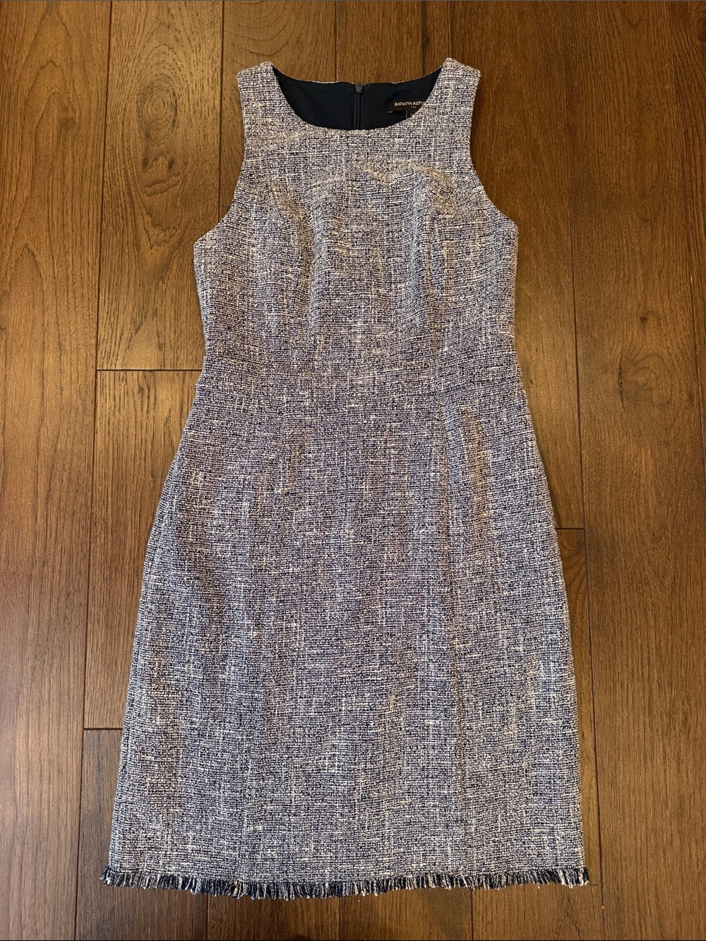 Banana Republic Blue Tweed Sheath Dress Size 0P - C72-108